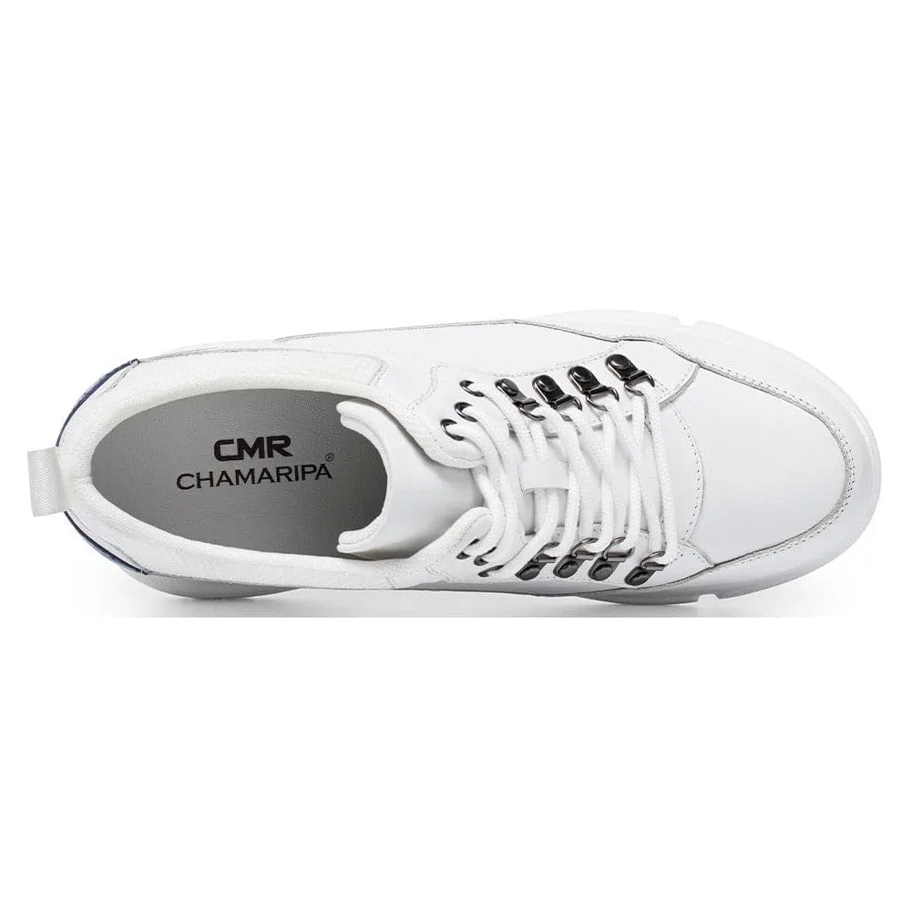 10 CM / 3.94 Inches - CMR Chamaripa Height Increase Shoes Men Elevator Sneakers Shoes White Leather Shoes