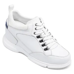 10 CM / 3.94 Inches - CMR Chamaripa Height Increase Shoes Men Elevator Sneakers Shoes White Leather Shoes