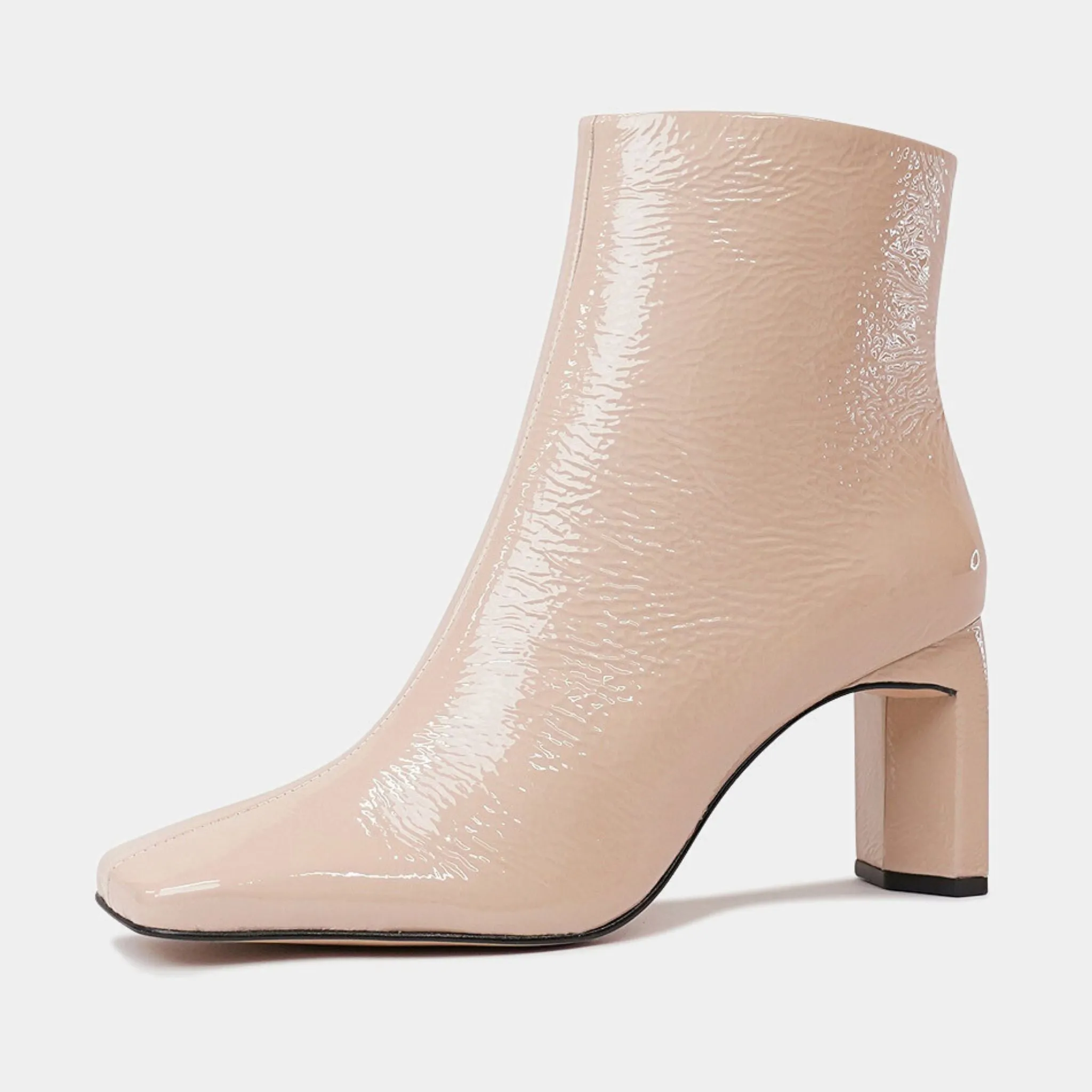 372007 Nude Patent High Heel Boots