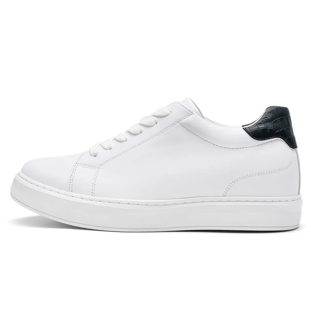 6 CM/2.36 Inches CMR CHAMARIPA White Leather Height-Boosting Casual Shoes