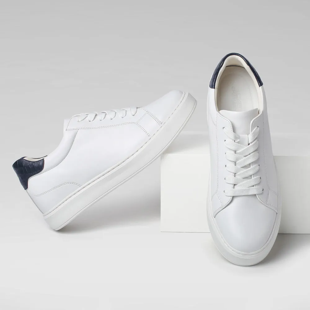 6 CM/2.36 Inches CMR CHAMARIPA White Leather Height-Boosting Casual Shoes