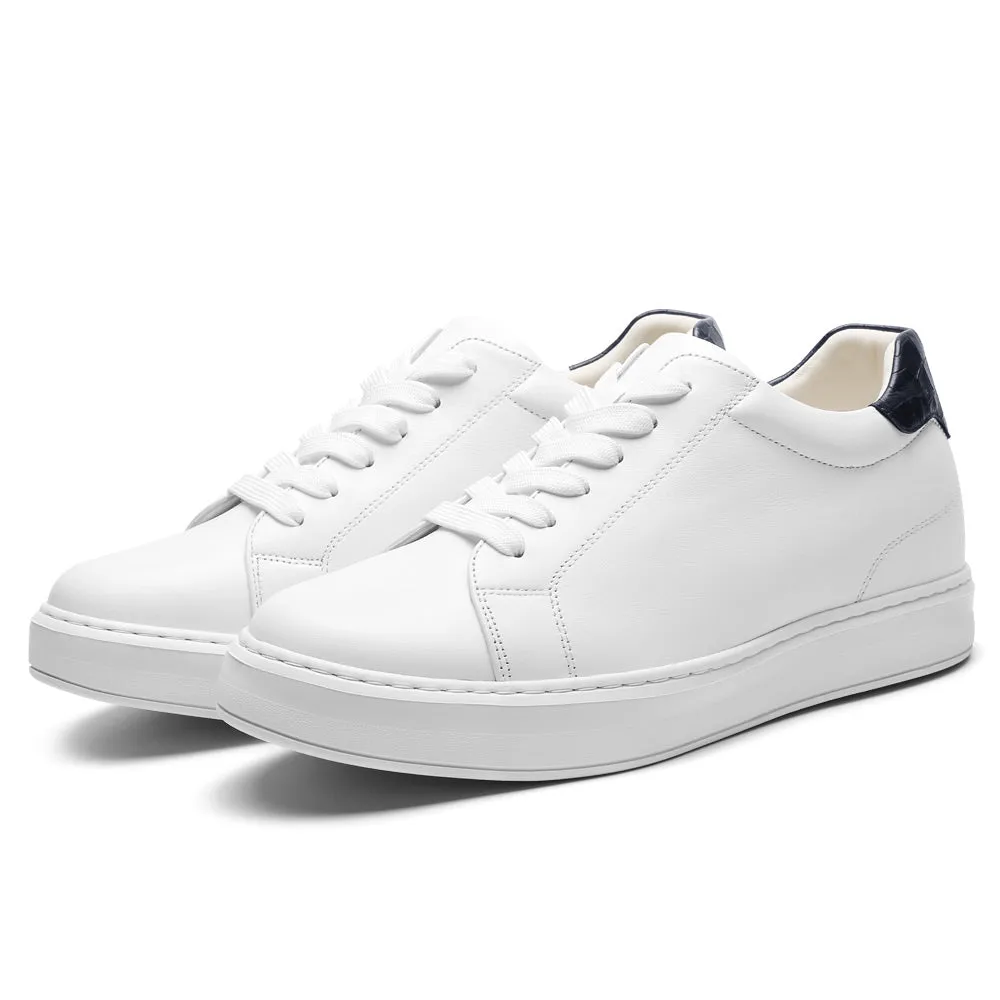 6 CM/2.36 Inches CMR CHAMARIPA White Leather Height-Boosting Casual Shoes