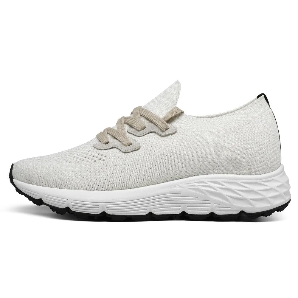 7 CM / 2.76 Inches CMR CHAMARIPA Knit Elevator Sneakers for Men - Off White Casual Height Boosting Shoes