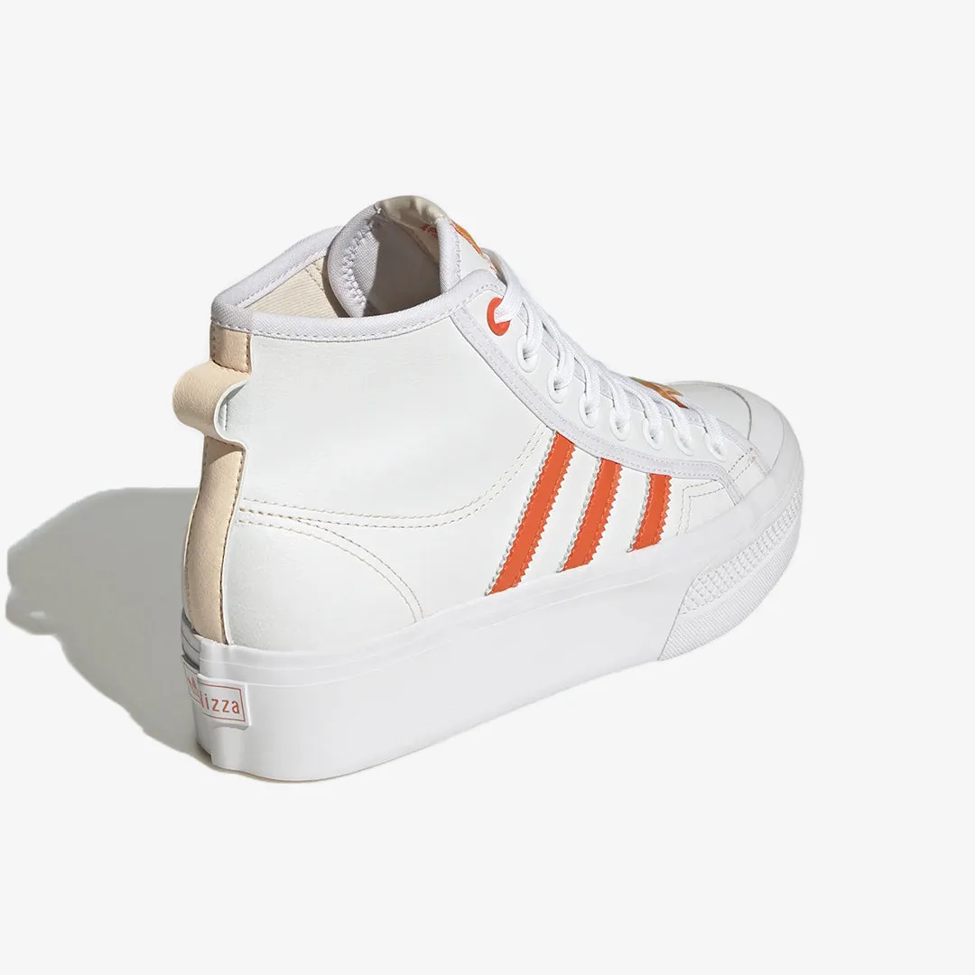 Adidas Originals | WMN'S NIZZA PLATFORM MID VEGAN  { WHITE/BLISS ORANGE