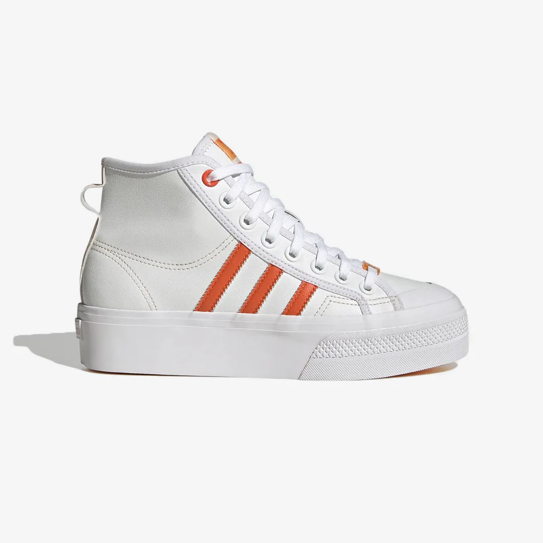 Adidas Originals | WMN'S NIZZA PLATFORM MID VEGAN  { WHITE/BLISS ORANGE