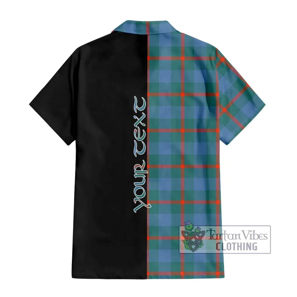 Agnew Ancient Tartan Short Sleeve Button Shirt with Family Crest and Half Of Me Style