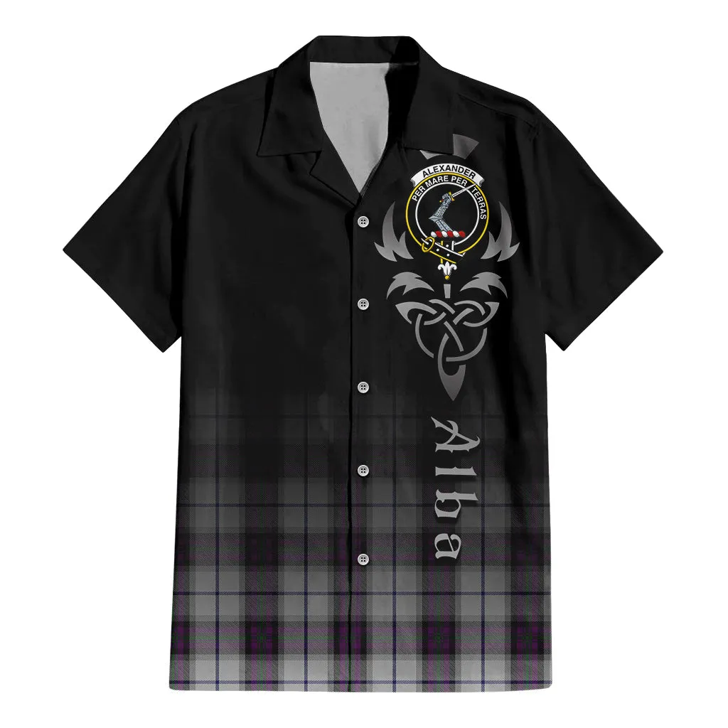 Alexander of Menstry Dress Tartan Short Sleeve Button Up Shirt Featuring Alba Gu Brath Family Crest Celtic Inspired