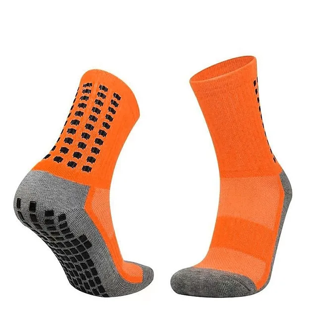 All Seasons Men's Anti-slip Running Socks - Fluorescent Green & Black Dotted Long Outdoor Athleisure Socks