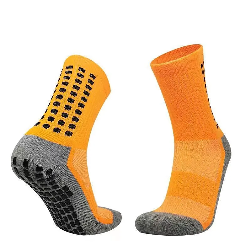 All Seasons Men's Anti-slip Running Socks - Fluorescent Green & Black Dotted Long Outdoor Athleisure Socks