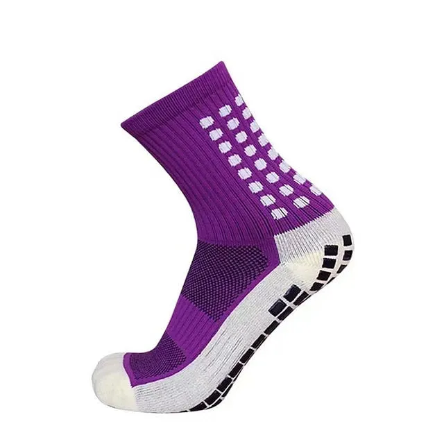 All Seasons Men's Anti-slip Running Socks - Fluorescent Green & Black Dotted Long Outdoor Athleisure Socks