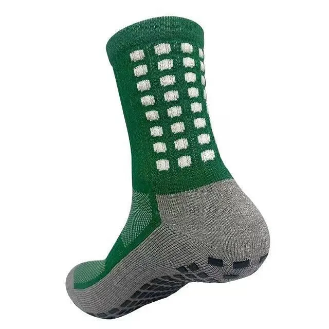 All Seasons Men's Anti-slip Running Socks - Fluorescent Green & Black Dotted Long Outdoor Athleisure Socks