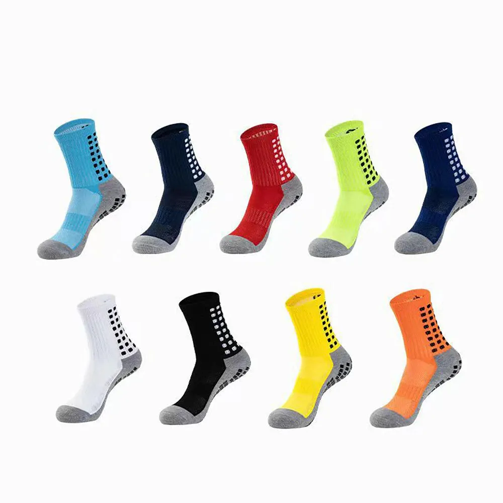 All Seasons Men's Anti-slip Running Socks - Fluorescent Green & Black Dotted Long Outdoor Athleisure Socks