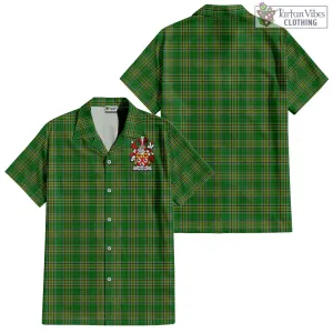 Allen Irish Clan Tartan Short Sleeve Button Up with Coat of Arms