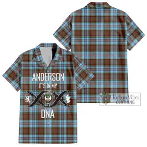 Anderson Ancient Tartan Short Sleeve Button Shirt with Family Crest DNA In Me Style