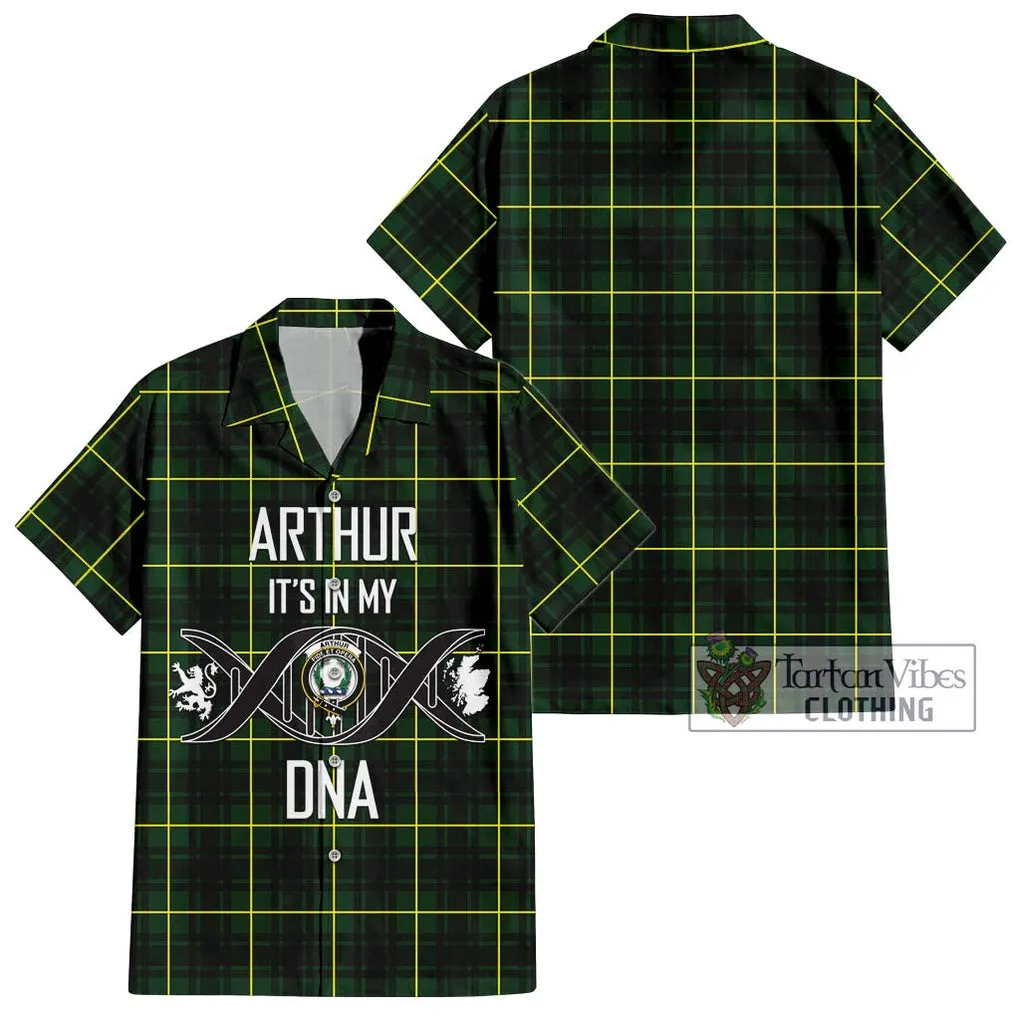 Arthur Modern Tartan Short Sleeve Button Shirt with Family Crest DNA In Me Style