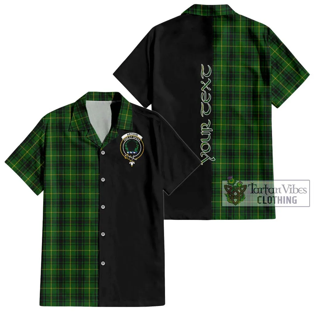 Arthur Tartan Short Sleeve Button Shirt with Family Crest and Half Of Me Style