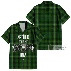 Arthur Tartan Short Sleeve Button Shirt with Family Crest DNA In Me Style