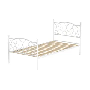 Artiss Bed Frame Metal Bed Base Single Size Platform Foundation White GROA