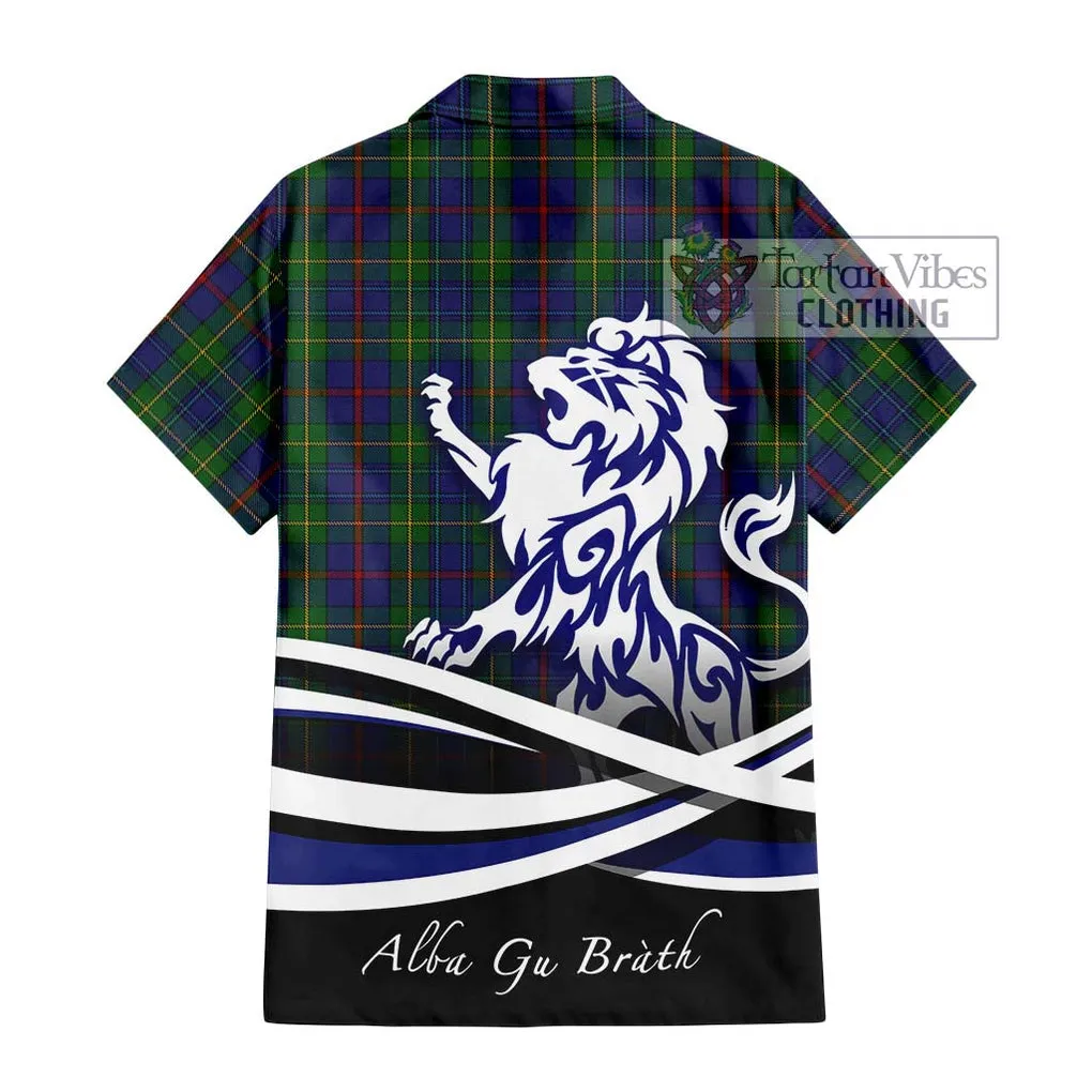 Bailey Tartan Short Sleeve Button Shirt with Alba Gu Brath Regal Lion Emblem