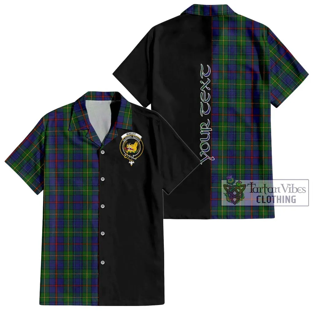 Bailey Tartan Short Sleeve Button Shirt with Family Crest and Half Of Me Style