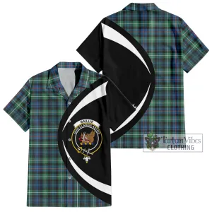 Baillie Ancient Tartan Short Sleeve Button Up with Family Crest Circle Style