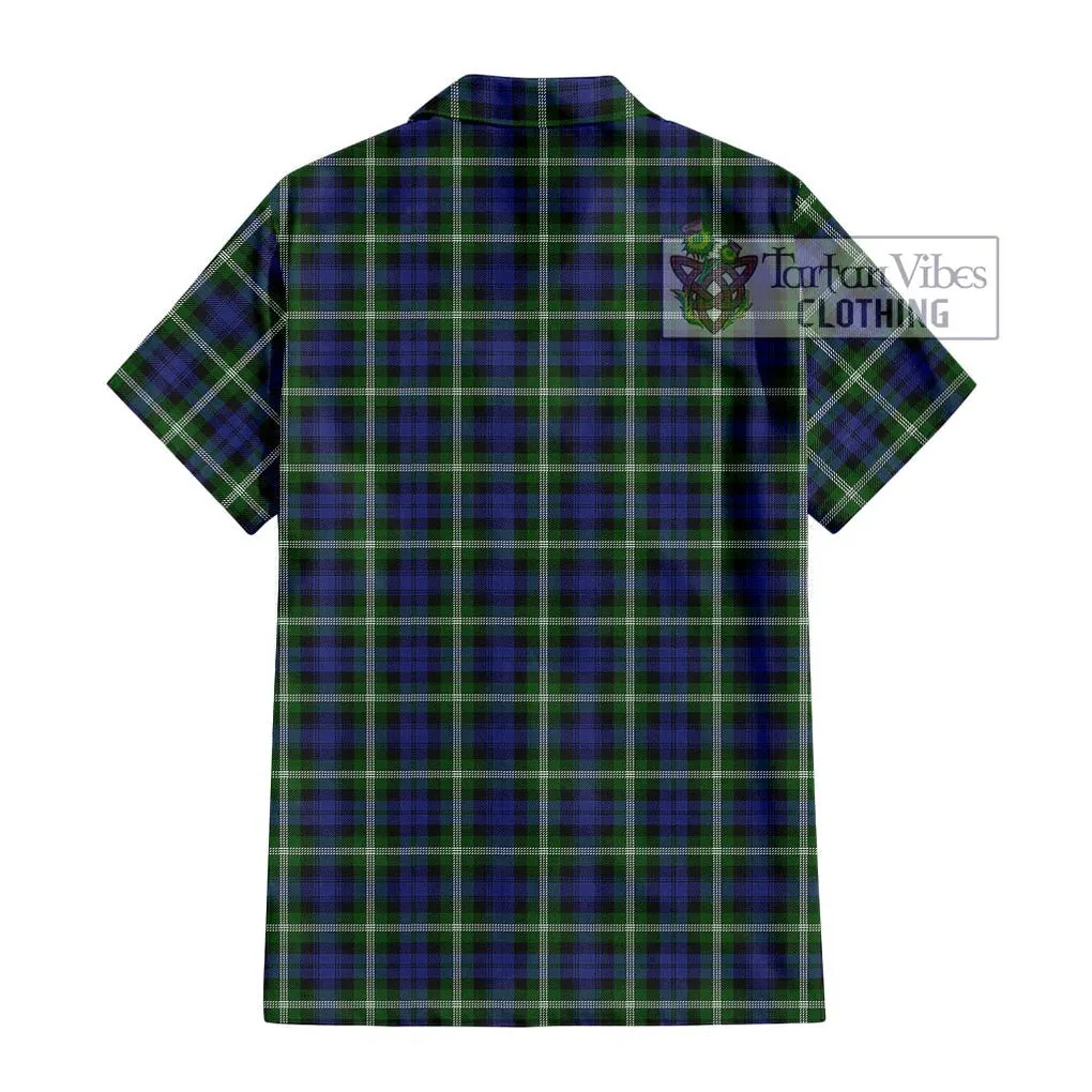 Baillie (Bailey) Tartan Short Sleeve Button Shirt with Family Crest DNA In Me Style