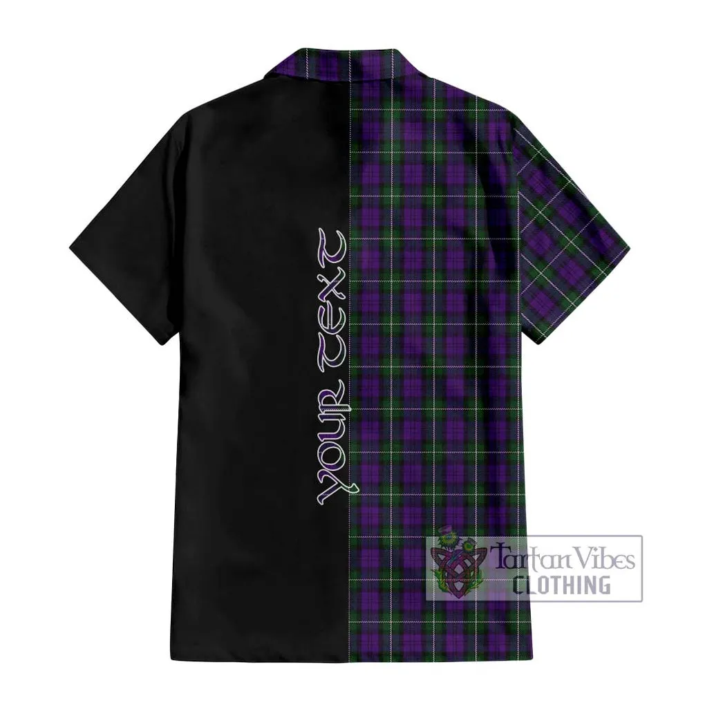 Baillie Highland Society Tartan Short Sleeve Button Shirt with Family Crest and Half Of Me Style