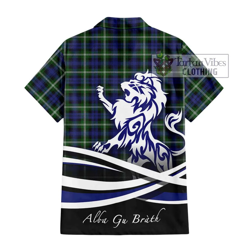 Baillie of Polkemmet Tartan Short Sleeve Button Shirt with Alba Gu Brath Regal Lion Emblem