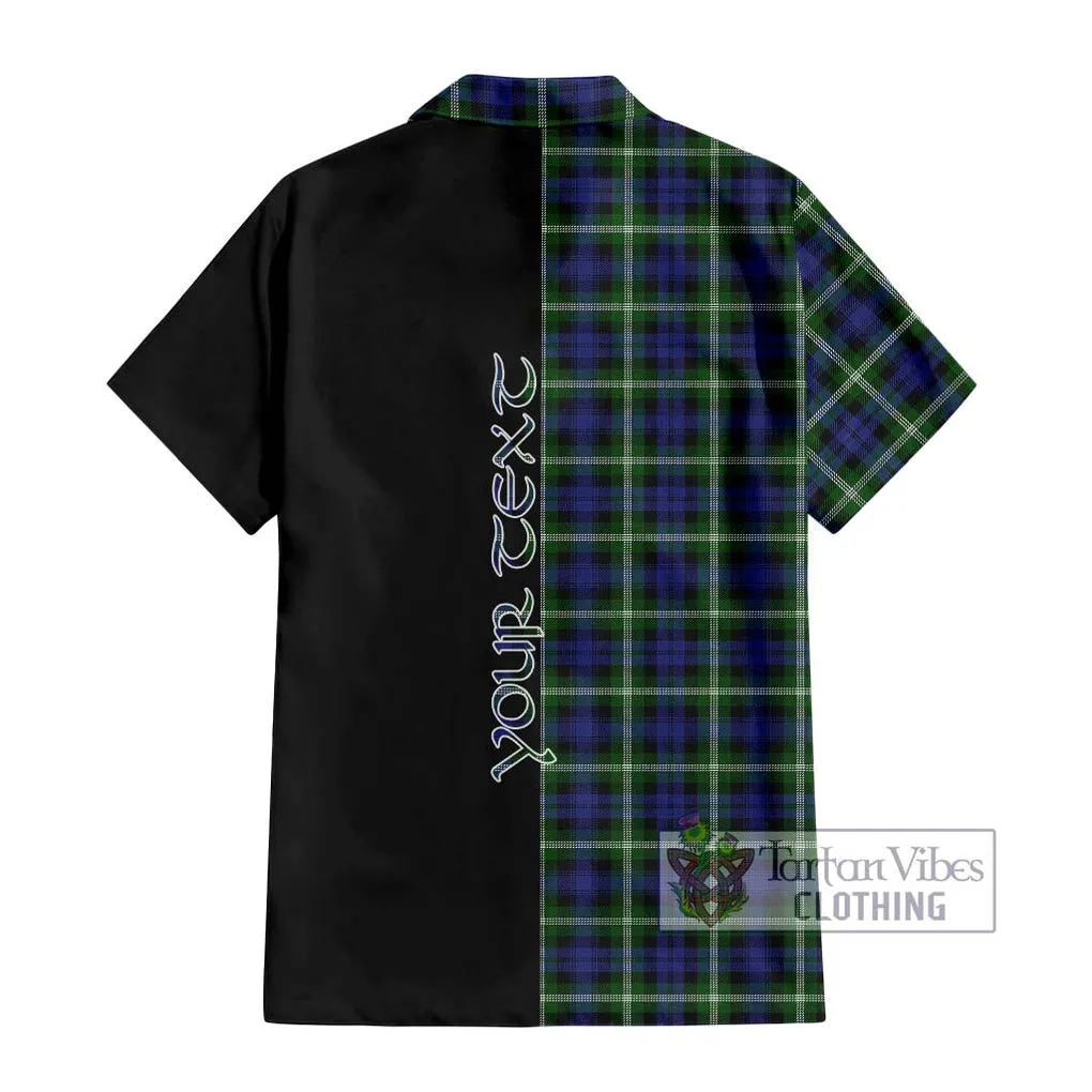 Baillie of Polkemmet Tartan Short Sleeve Button Shirt with Family Crest and Half Of Me Style