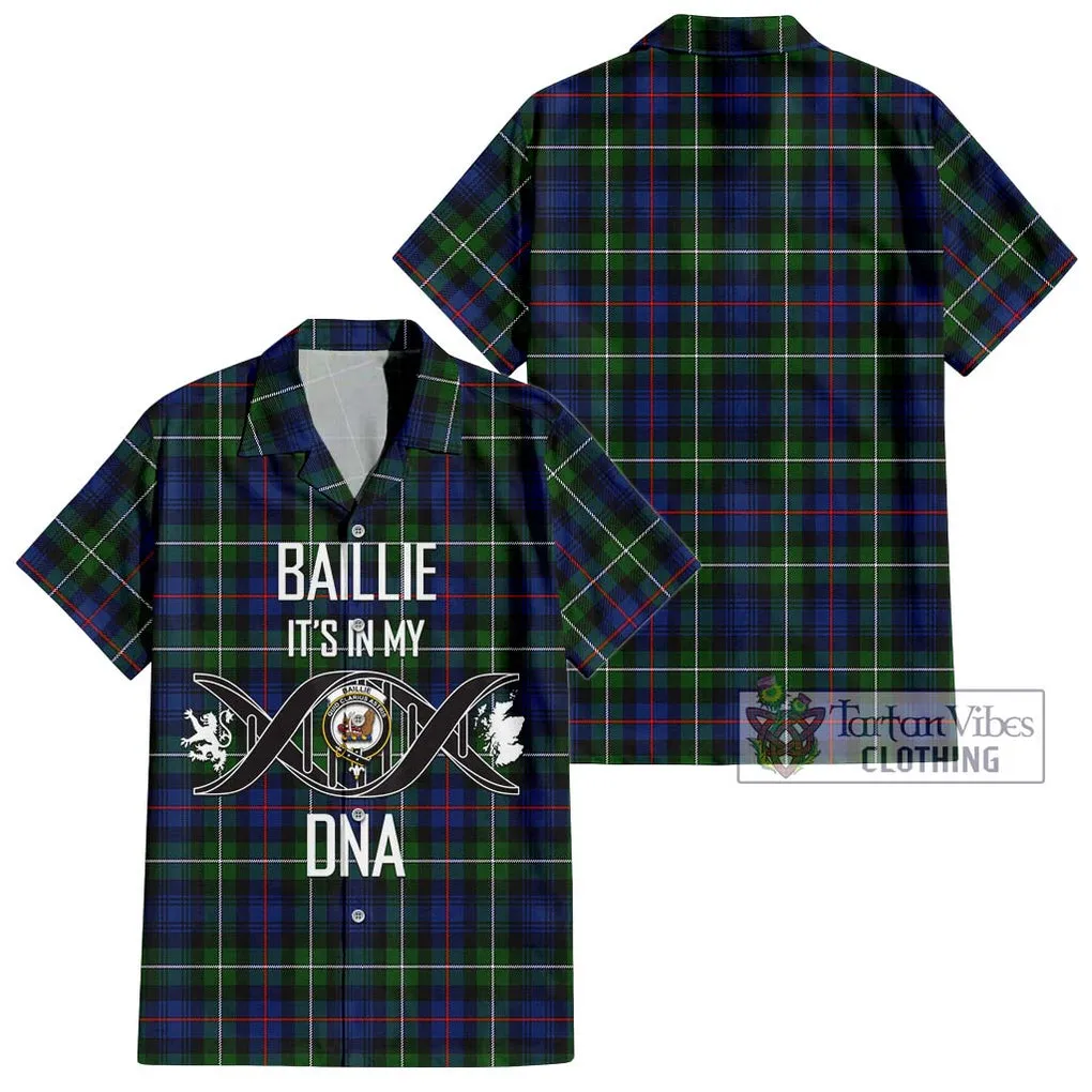 Baillie Tartan Short Sleeve Button Shirt with Family Crest DNA In Me Style