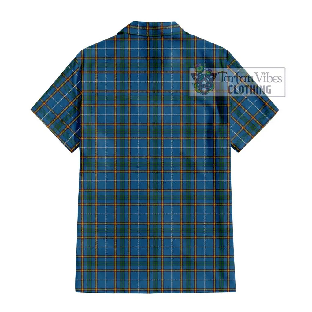 Bain Tartan Short Sleeve Button Shirt with Family Crest DNA In Me Style