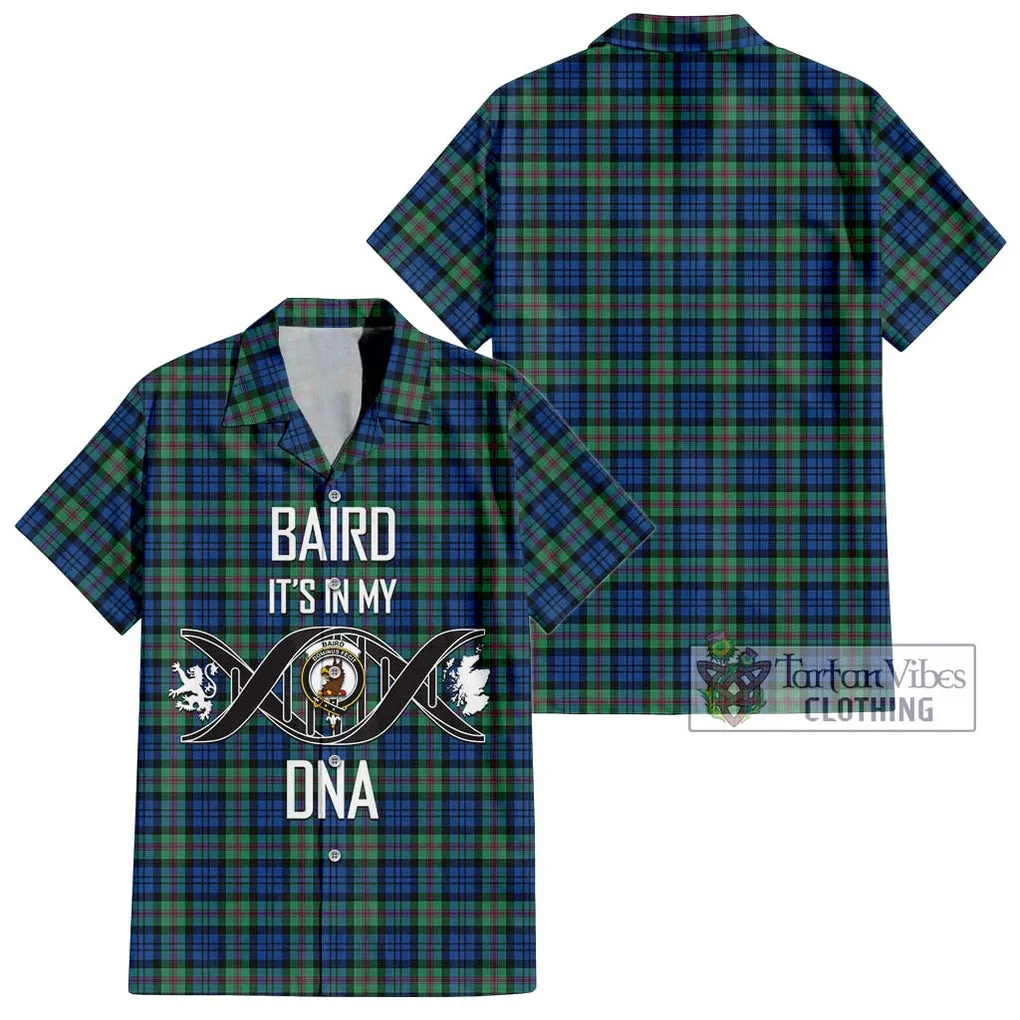 Baird Ancient Tartan Short Sleeve Button Shirt with Family Crest DNA In Me Style