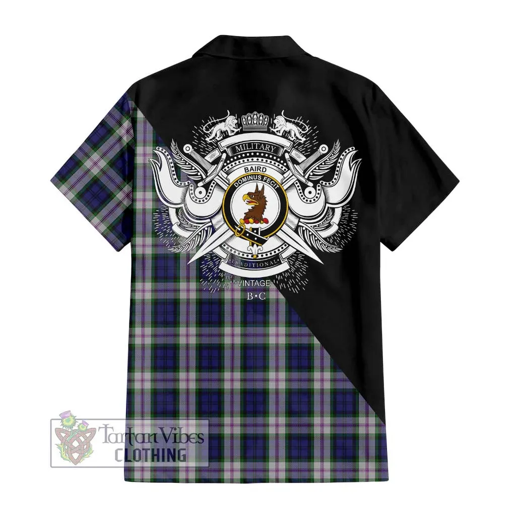 Baird Dress Tartan Short Sleeve Button Shirt with Family Crest and Military Logo Style