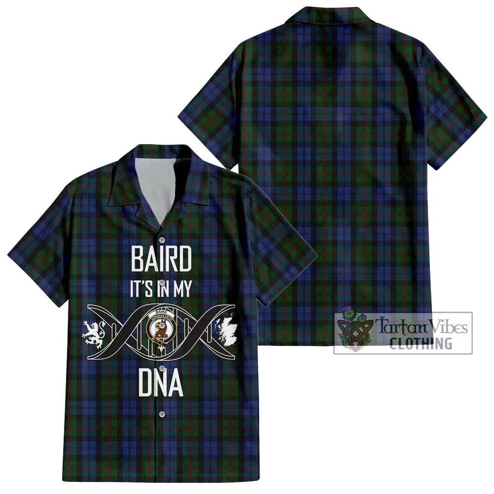 Baird Tartan Short Sleeve Button Shirt with Family Crest DNA In Me Style