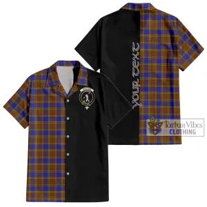 Balfour Tartan Short Sleeve Button Shirt with Family Crest and Half Of Me Style