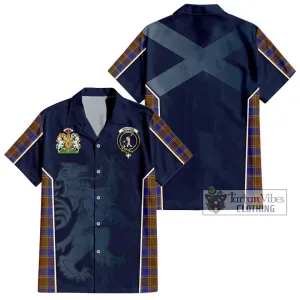 Balfour Tartan Short Sleeve Button Shirt with Family Crest and Lion Rampant Vibes Sport Style