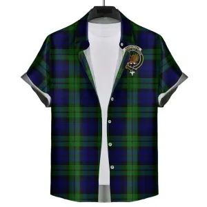 Bannatyne Tartan Short Sleeve Button Down Shirt with Family Crest