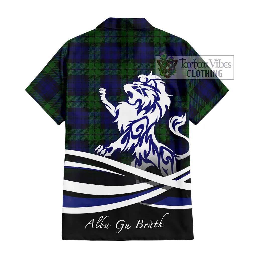 Bannatyne Tartan Short Sleeve Button Shirt with Alba Gu Brath Regal Lion Emblem