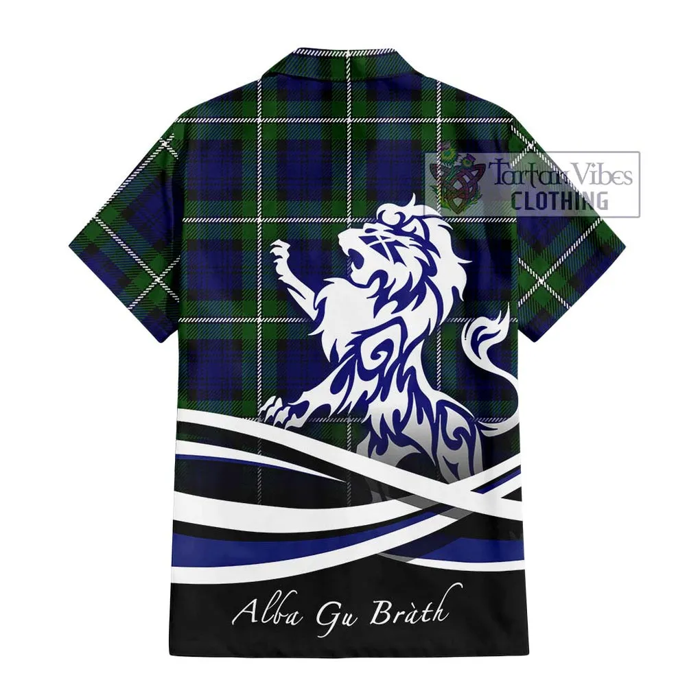 Bannerman Tartan Short Sleeve Button Shirt with Alba Gu Brath Regal Lion Emblem