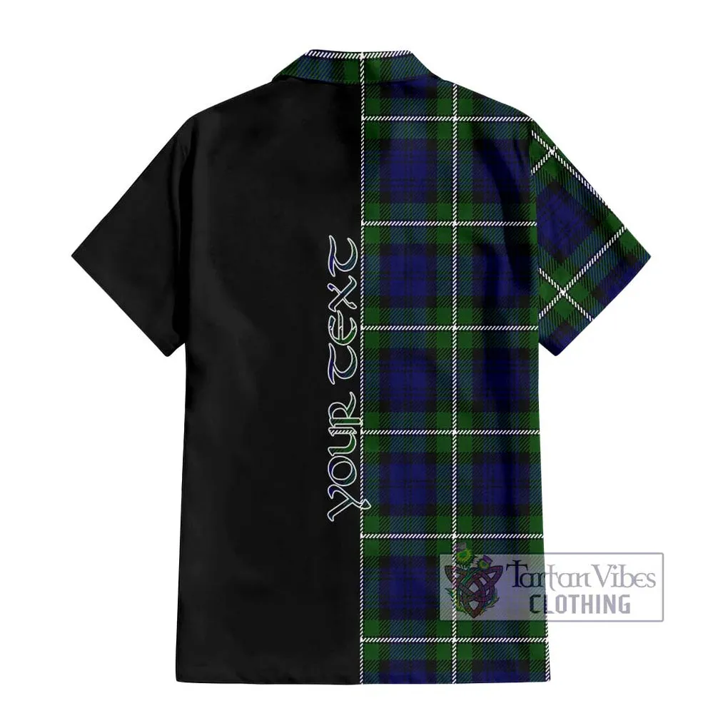 Bannerman Tartan Short Sleeve Button Shirt with Family Crest and Half Of Me Style