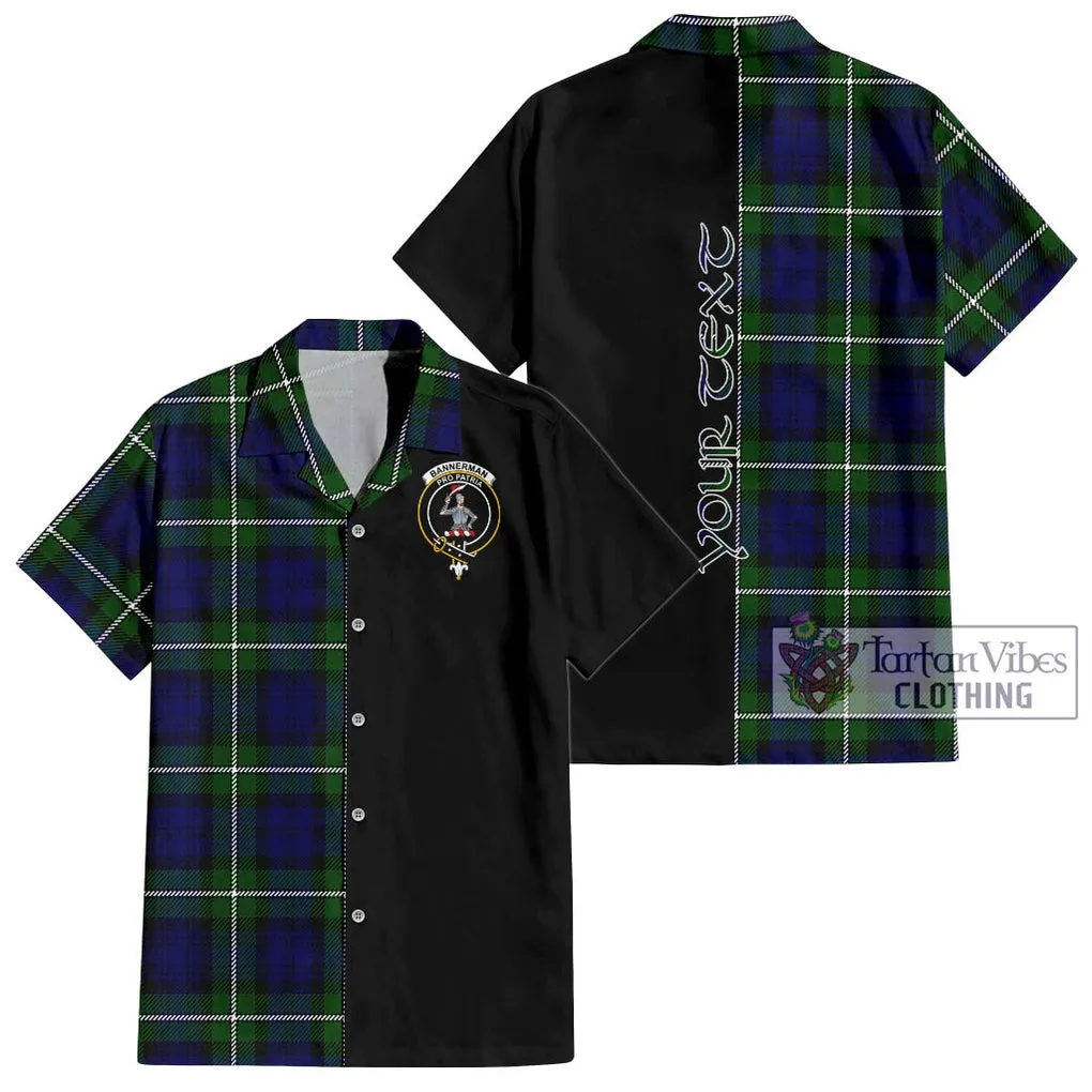 Bannerman Tartan Short Sleeve Button Shirt with Family Crest and Half Of Me Style