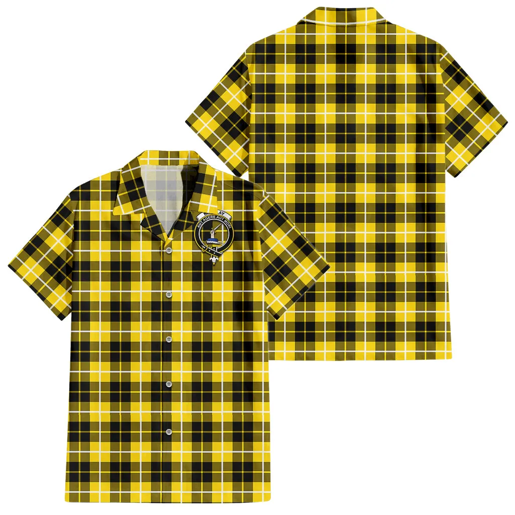 Barclay Dress Modern Tartan Short Sleeve Button Down Shirt with Family Crest