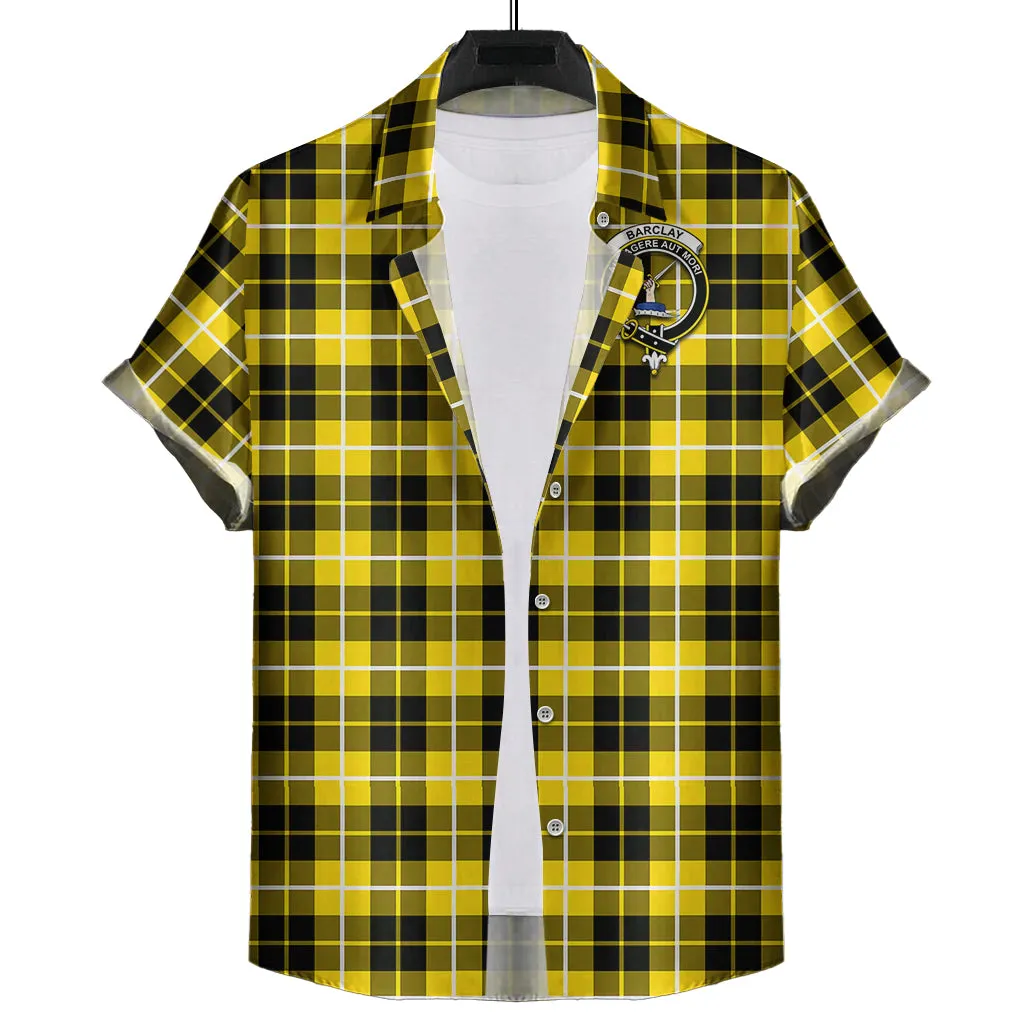 Barclay Dress Modern Tartan Short Sleeve Button Down Shirt with Family Crest