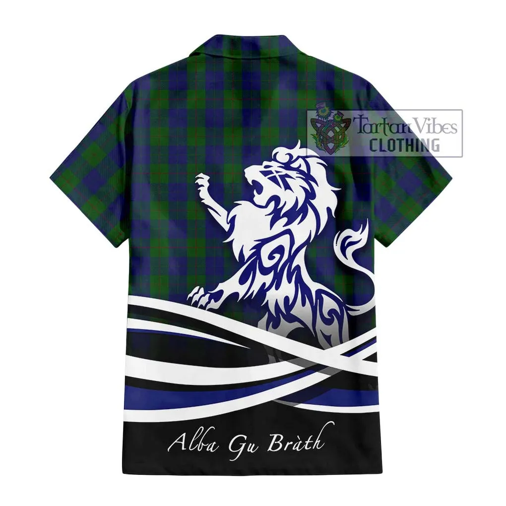 Barclay Tartan Short Sleeve Button Shirt with Alba Gu Brath Regal Lion Emblem