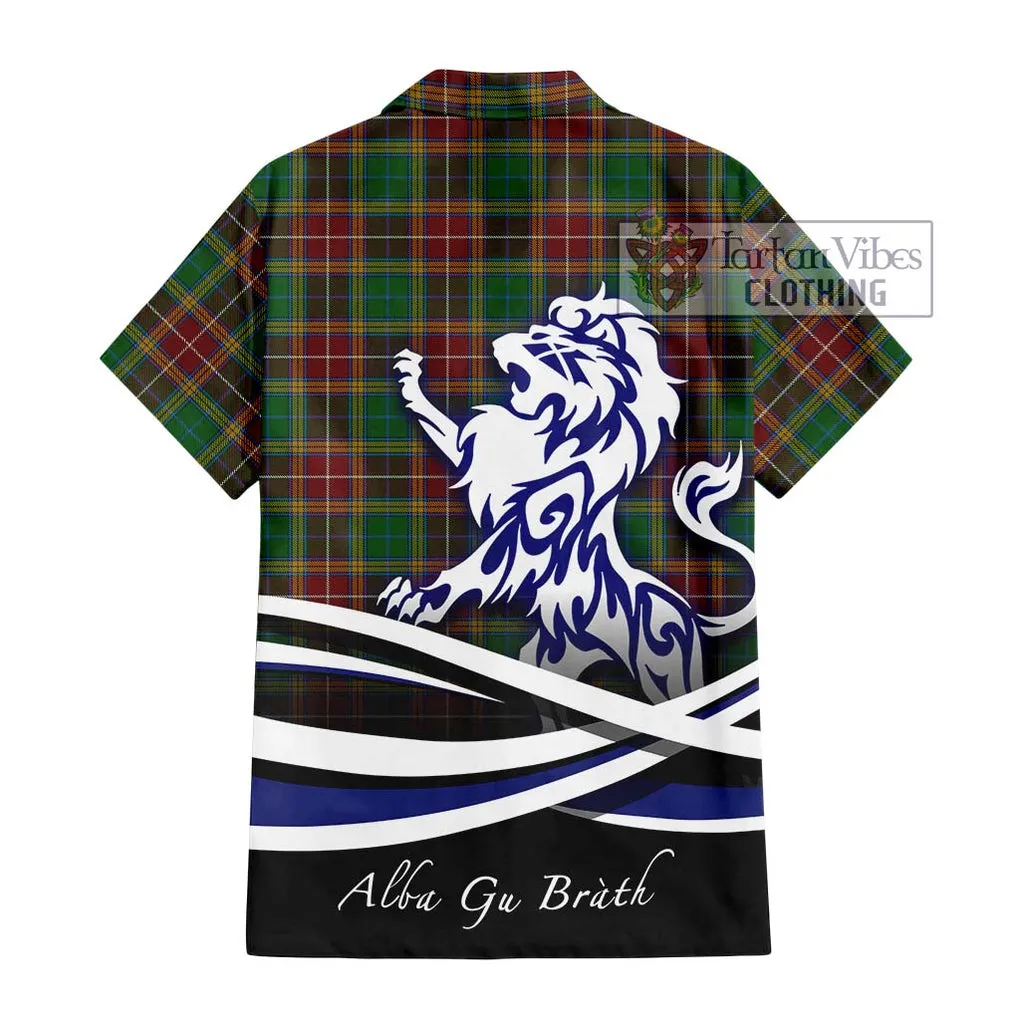 Baxter Tartan Short Sleeve Button Shirt with Alba Gu Brath Regal Lion Emblem