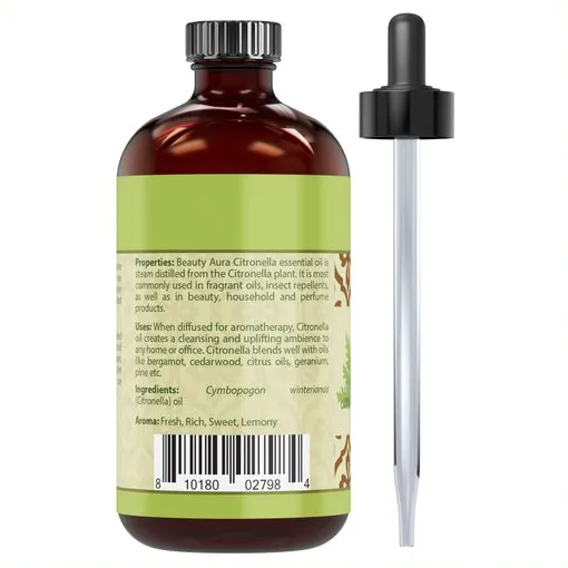 Beauty Aura 100 % Pure Citronella Oil | 4 Fl Oz