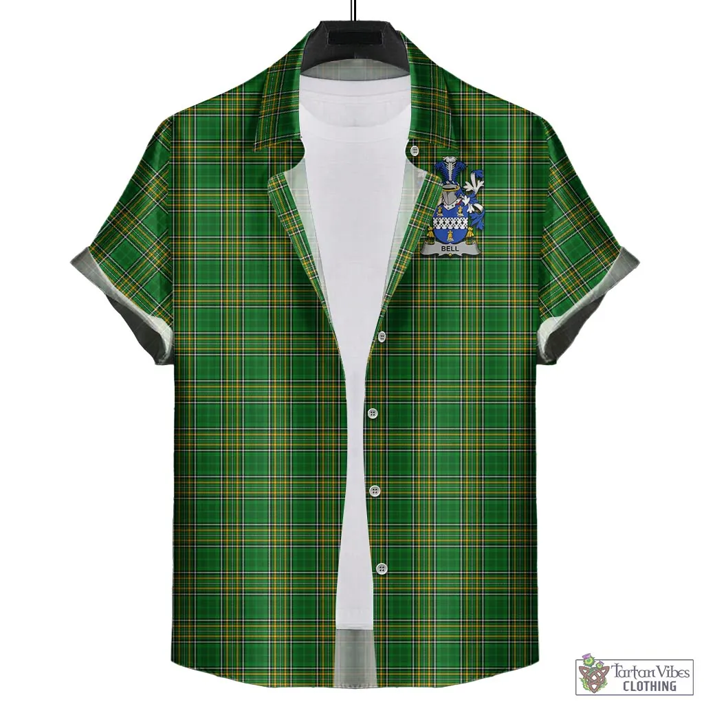 Bell Irish Clan Tartan Short Sleeve Button Up with Coat of Arms