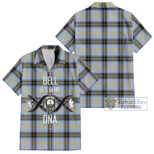 Bell Tartan Short Sleeve Button Shirt with Family Crest DNA In Me Style