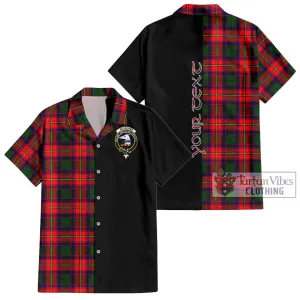 Belsches Tartan Short Sleeve Button Shirt with Family Crest and Half Of Me Style