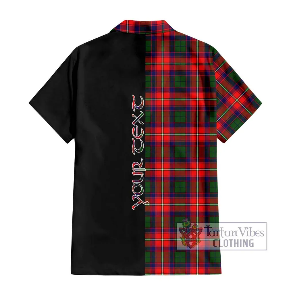 Belsches Tartan Short Sleeve Button Shirt with Family Crest and Half Of Me Style